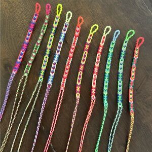 Set of 10 Embroidery Friendship Bracelets